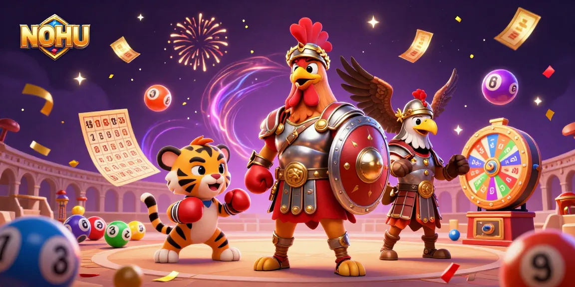 Experience the vibrant lottery excitement with NOHU through colorful balls and energetic casino elements.
