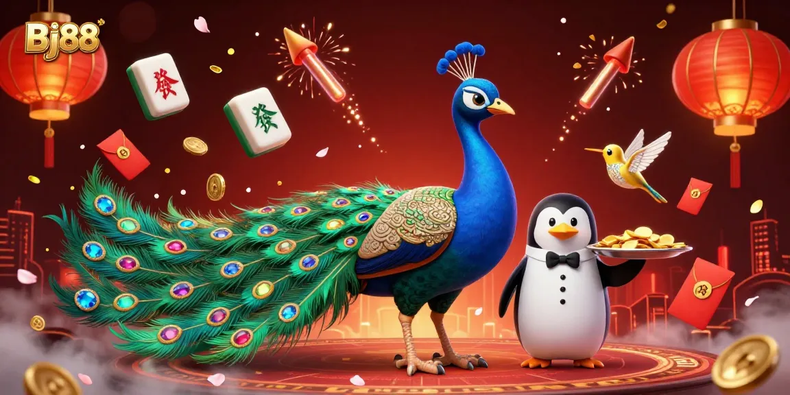 Experience the exciting world of online gaming with Bj88's vibrant 3D casino illustration filled with rich imagery.