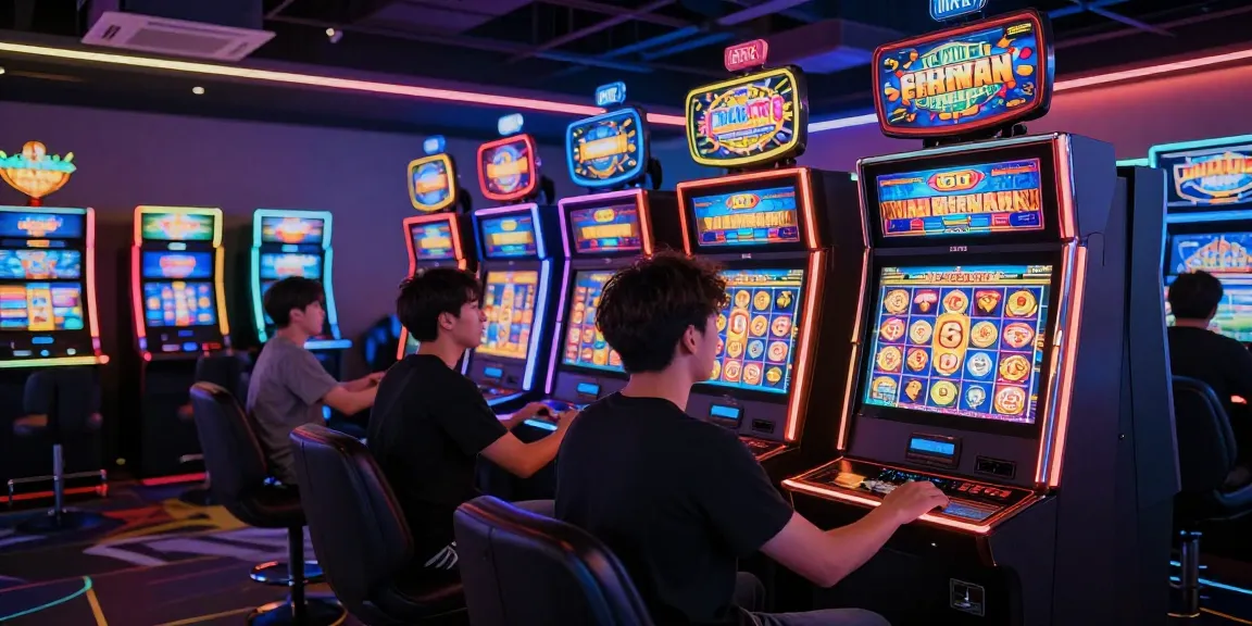Slot menarik di kasino dengan pemain antusias meraih kemenangan.