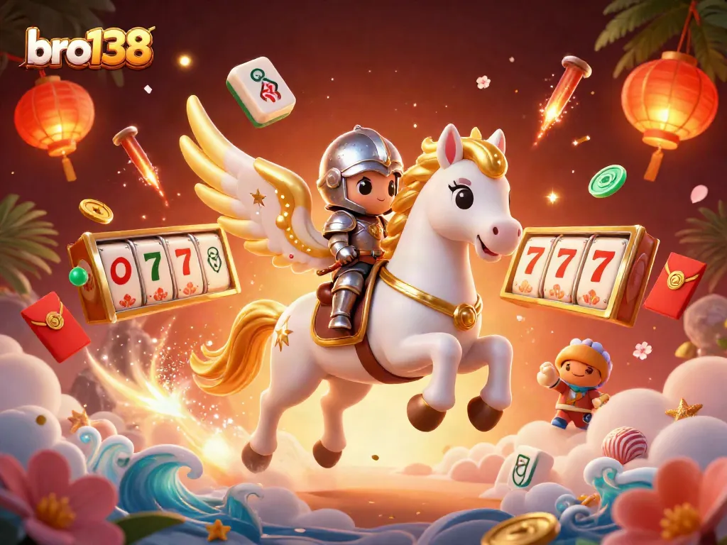 Experience big wins with bro138 as stunning slot reels and a celestial horse lead the way!
