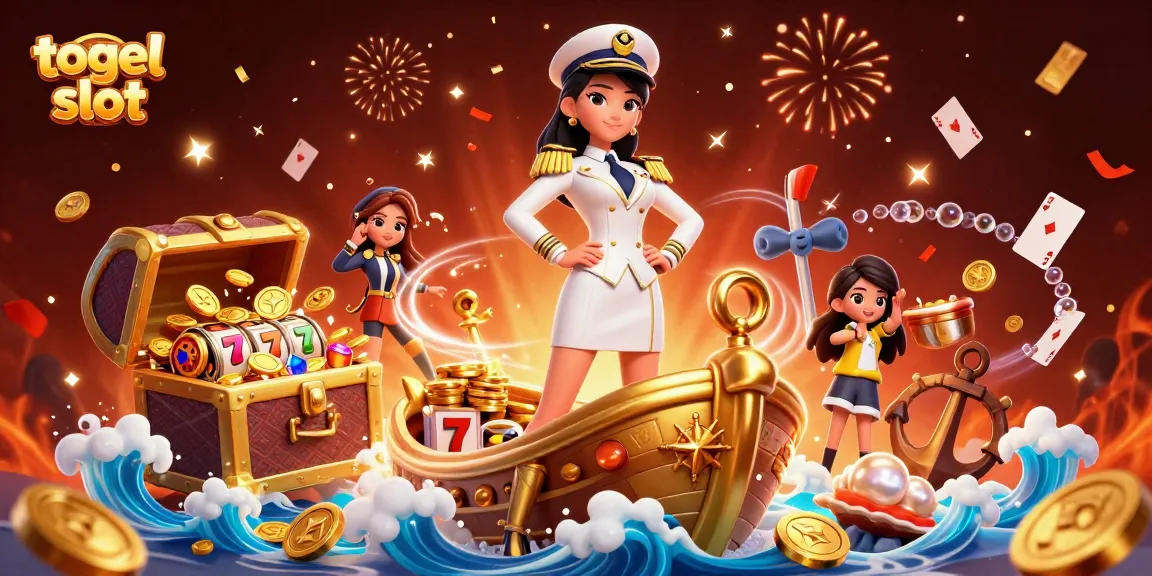 Play the exciting togel slot with lavish golden elements and vibrant illustrations in a dynamic casino setting.