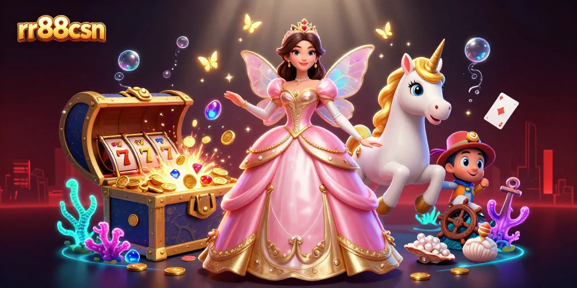 Win big at rr88csn with a glamorous Asian woman and casino elements in a vibrant 3D scene