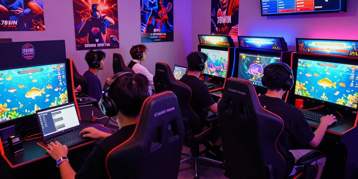 Exciting online gaming experience at 78win featuring players engaged in competitive fishing-themed arcade games.
