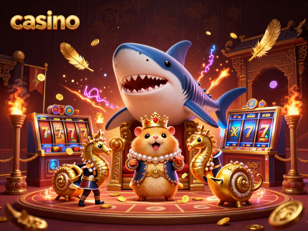 Engage with a vibrant casino scene featuring a hamster king and unique elements of luck and wealth.