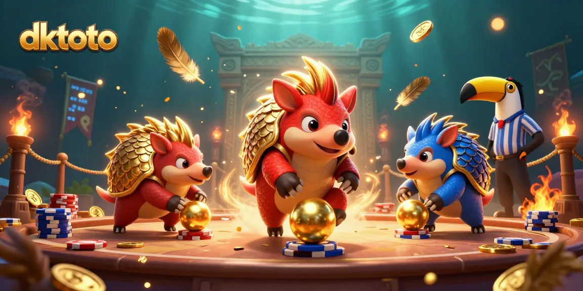 dktoto challenges players in a vibrant live casino scene filled with golden scales and dynamic elements.
