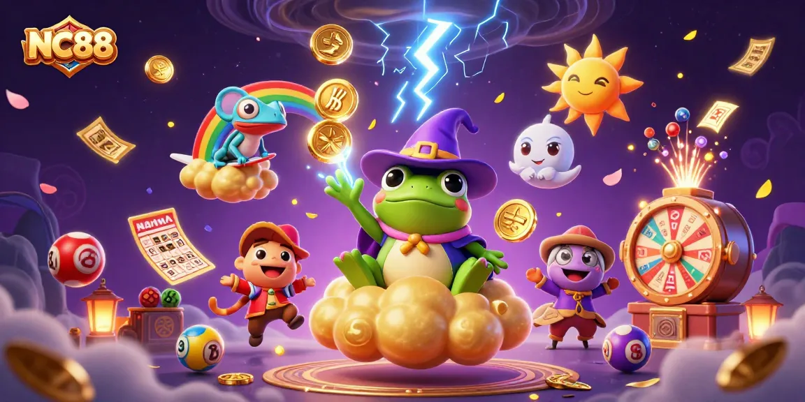 Win big with NC88 as dynamic lottery elements fill the scene with excitement and energy.
