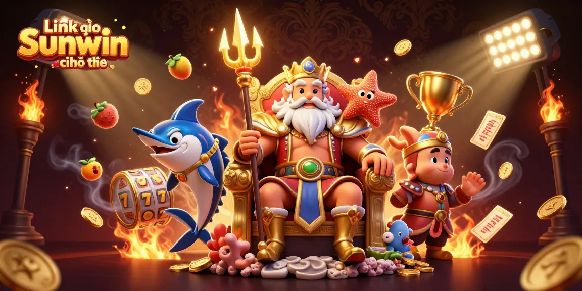 Engage with Link vào Sunwin chính thức through an exciting 3D casino scene filled with vibrant elements.