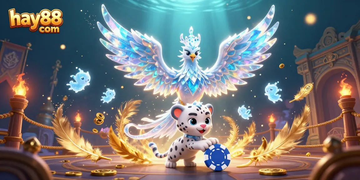 Experience thrilling action at hay88 com with an enchanting 3D illustration featuring gambling-themed characters.