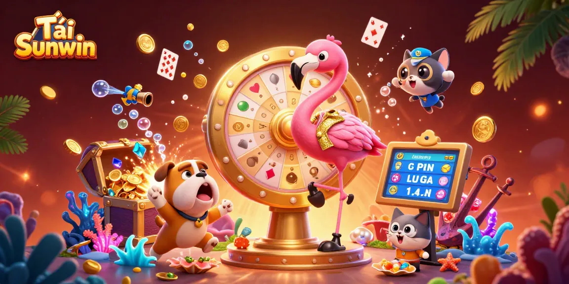 Engage in fun moments at Tải Sunwin with a vibrant game show scene featuring excitement and treasure.