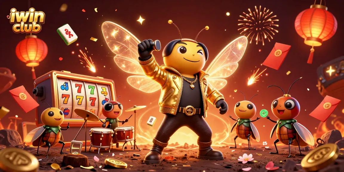 Win big with iwin club's vibrant casino scene featuring playful characters and rich elements.