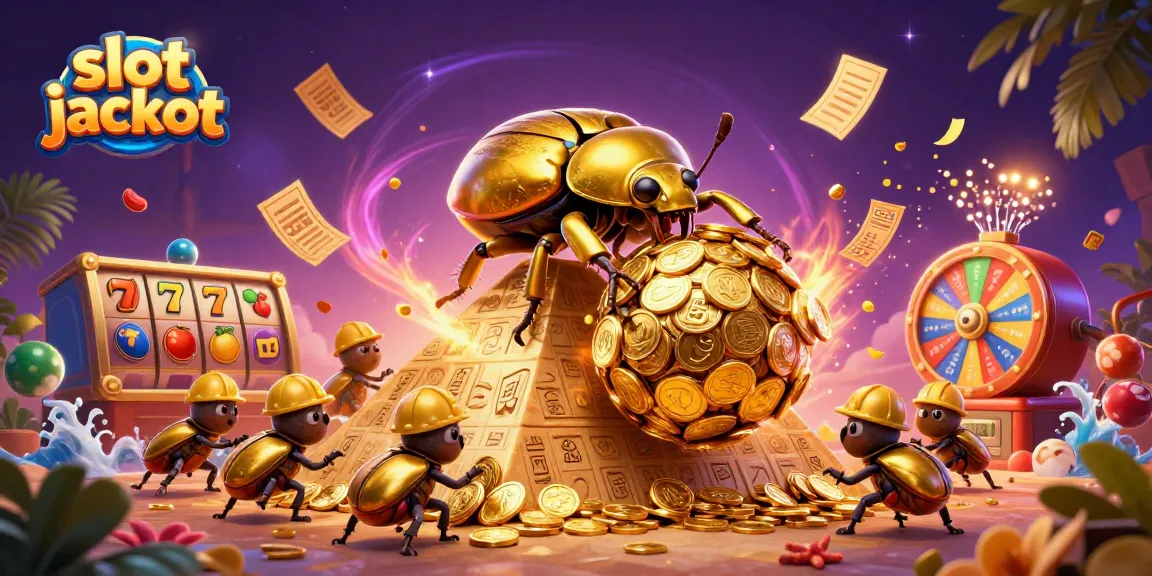 Memenangkan slot jackpot dengan simbol slot dan koin emas mengelilingi keajaiban kasino.