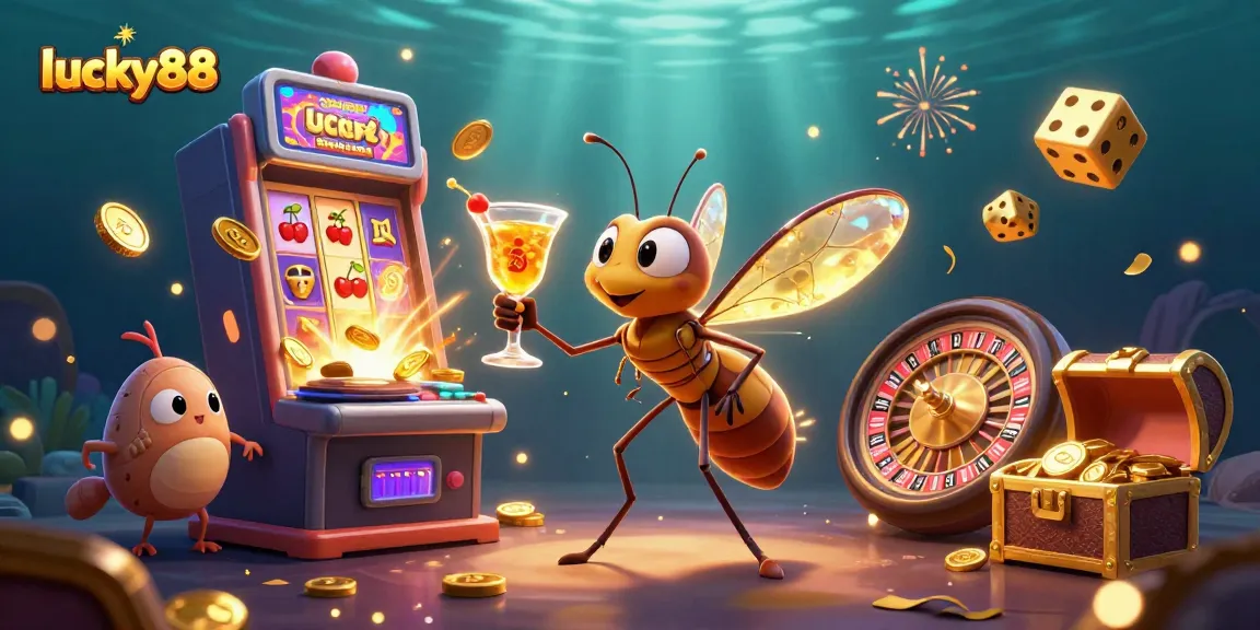 Experience lucky88 gaming excitement with a vibrant 3D casino scene full of jackpots, games, and dynamic action.