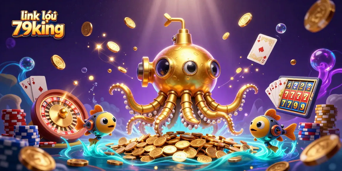 Spin to win at link vào 79king with vibrant casino elements and golden treasures.