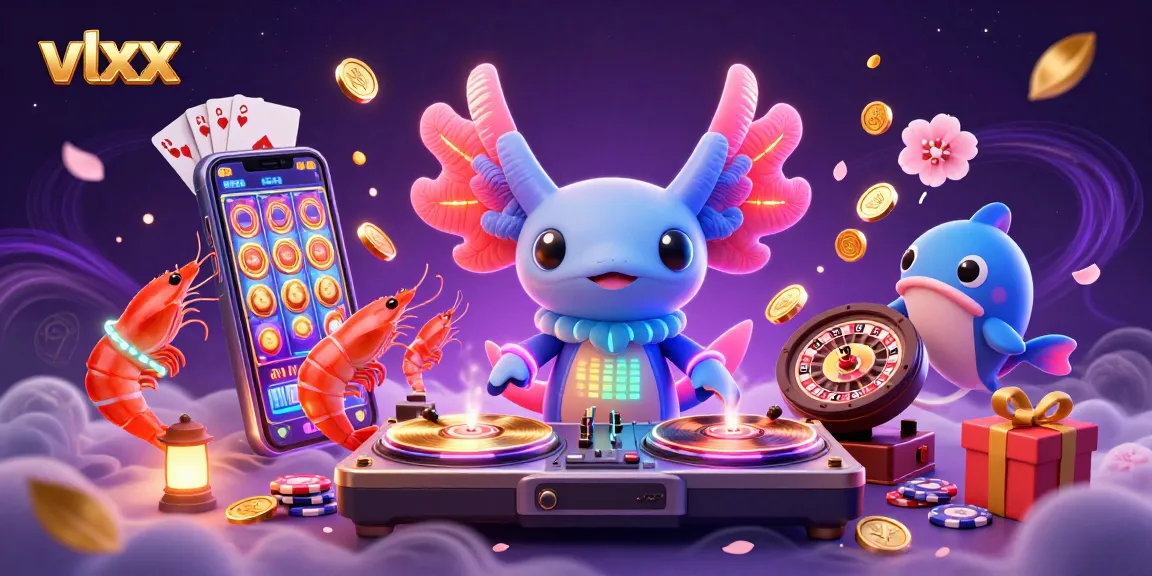 Experience the thrilling casino vibes with vlxx in a vibrant underwater party featuring an axolotl DJ and lively sea creatures.