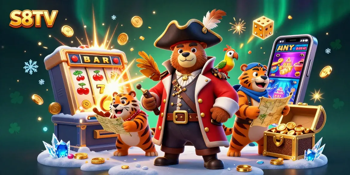 Experience thrilling gaming with S8TV's vibrant slot machine scene filled with gold and excitement