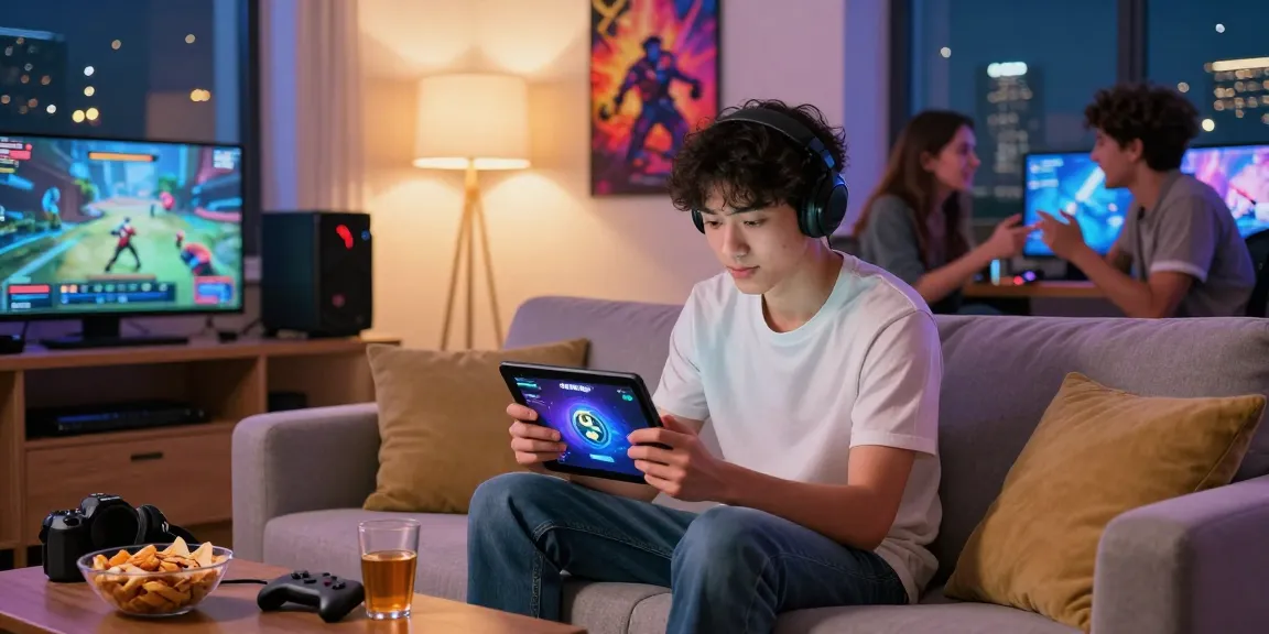 Engaged player enjoying the 345win game on a tablet in a cozy living room setting.