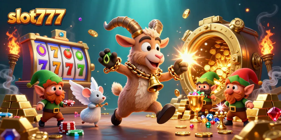 Experience thrilling gameplay with slot777 in a magical casino scene filled with treasures and delightful chaos.